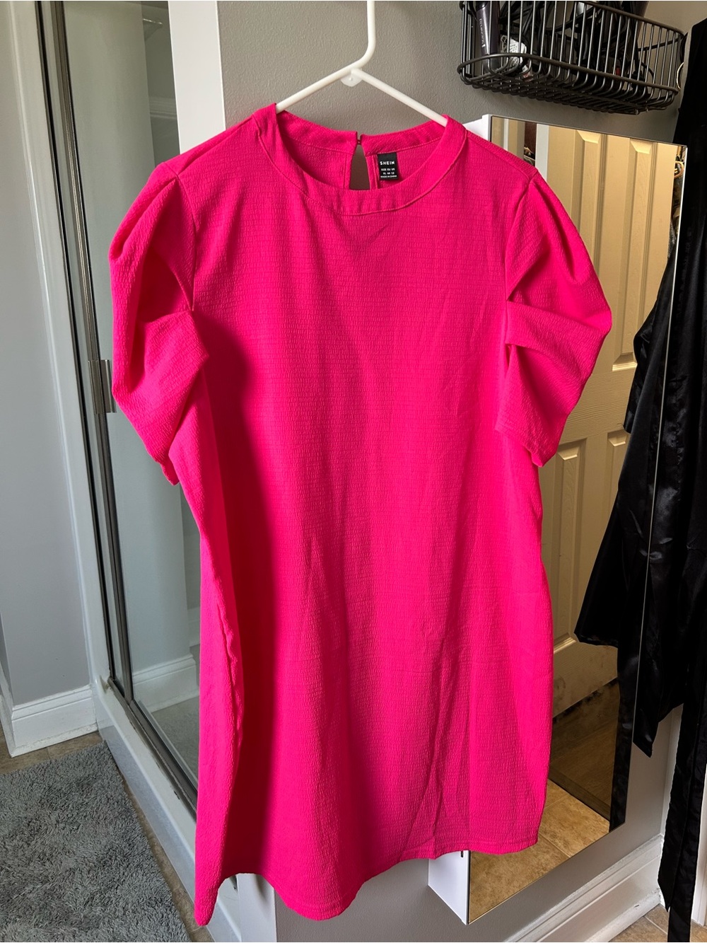SHEIN Hot Pink Textured Shift Dress